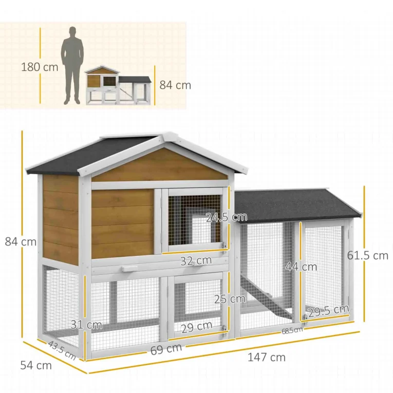 Rabbit Resting Hutch with Lower Run – Yellow