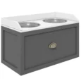 Raised Double Dog Feeder with 21L Drawer – Grey