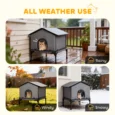 Raised Insulated Outdoor Cat House with Cushion – Grey, 62cm