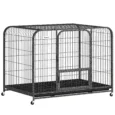 Large Steel Dog Crate with Wheels and Removable Tray – Black, 116cm