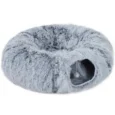 Plush Cat Tunnel with Removable Bed – Light Grey