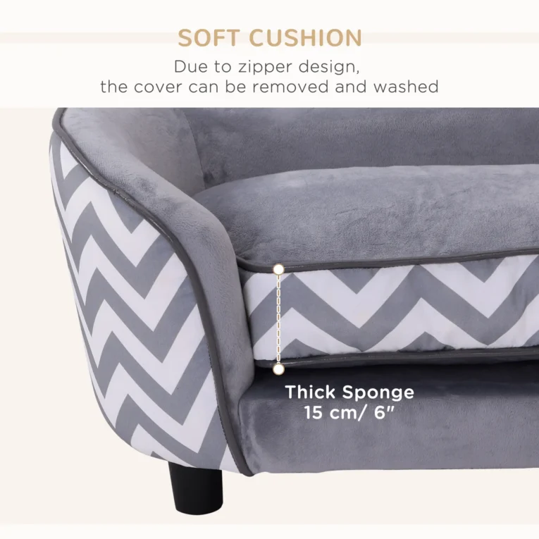 Compact Pet Sofa with Storage Pocket – Grey, 68.5cm