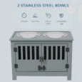 Dog Feeding Cabinet with Latching Doors – Grey, Two 2L Bowls