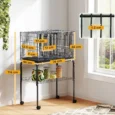 Divided Bird Cage with Storage Stand – Black, 116cm High
