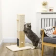Jute Scratching Post with Grooming Brushes – Beige, 79cm