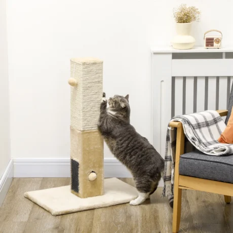 Jute Scratching Post with Grooming Brushes &ndash; Beige, 79cm &ndash; detail 2