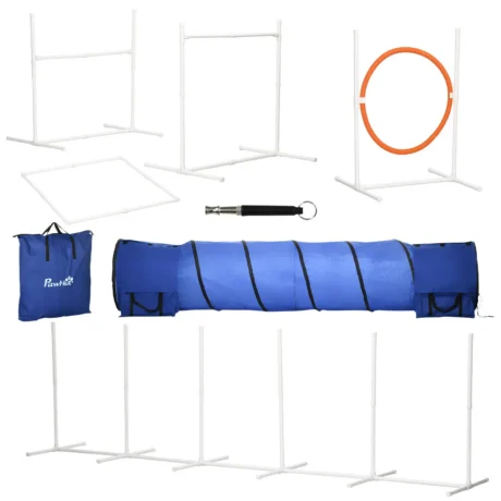 Six-Piece Dog Agility Course with Three-Metre Tunnel and Carry Bag