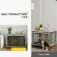 Dog Crate Furniture with Front and Side Doors – Grey, 80cm