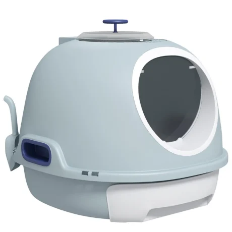 Drawer Cat Litter Box with Top Exit – Blue