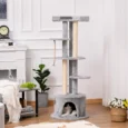 Tall Cat Tower with Den and Multiple Perches – Grey, 150cm