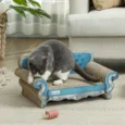 Cardboard Cat Scratcher Sofa with Catnip – Light Blue
