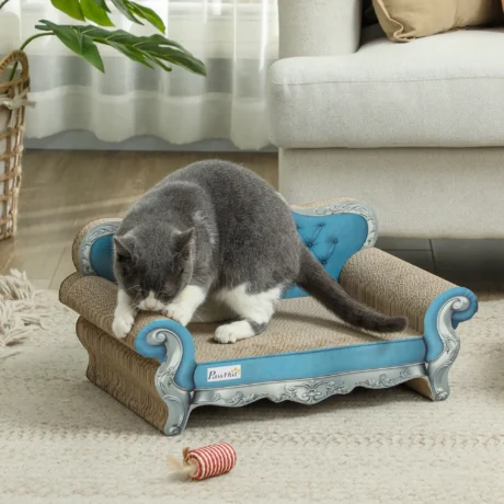 Cardboard Cat Scratcher Sofa with Catnip &ndash; Light Blue &ndash; detail 2