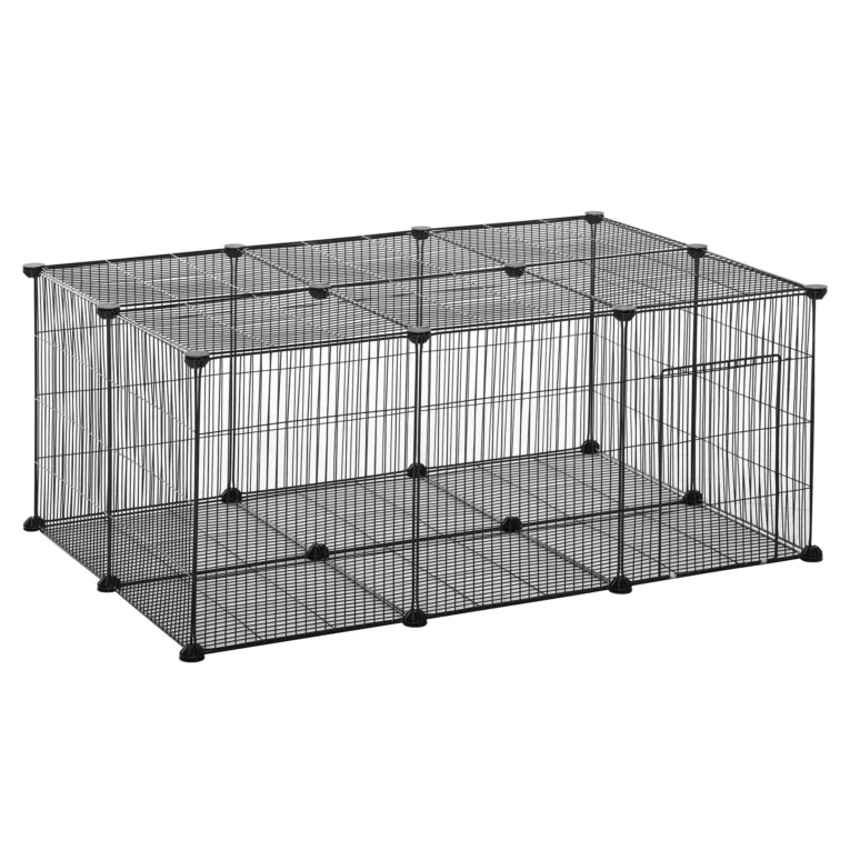 22-Panel Modular Small-Pet Playpen – Black