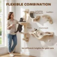 Four-Piece Cat Wall Climbing Set with Hammock – Beige