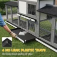 2-Tier Rabbit Hutch Outdoor Plastic Tray Ramp 230cm – Light Grey, Dark Grey, Black