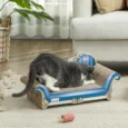Cardboard Cat Scratching Lounger with Catnip – Blue, 57cm