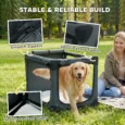 Large Folding Fabric Dog Crate with Cushion – Army Green, 90cm