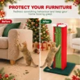 Tall Sisal Cat Scratching Post with Bell Toy – Green and Red, 81cm