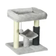 Compact Cat Tower with Bed and Grooming Brush – Grey, 48cm