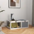 Two-Section Wooden Tortoise Enclosure with Lamp Holder – Light Grey