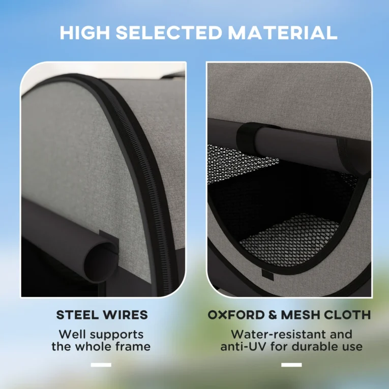 Folding Soft Pet Carrier with Mesh Windows – Black, 46cm