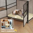 Three-Door Furniture Dog Crate with Cushion – Walnut, 80cm