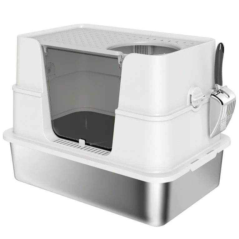 XL Steel Cat Litter Box with Flip Lid and Dual Access – Light Grey XL Steel Cat Litter Box with Flip Lid and Dual Access – Light Grey