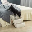 Folding Three-Step Pet Stairs – Cream, 38cm