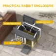 Compact Wooden Rabbit Resting House with Carry Handle – Grey