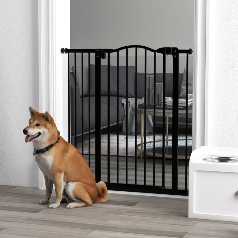Pressure Fit Dog Stair Gate Auto Close 74-94cm – Black Pressure Fit Dog Stair Gate Auto Close 74-94cm – Black