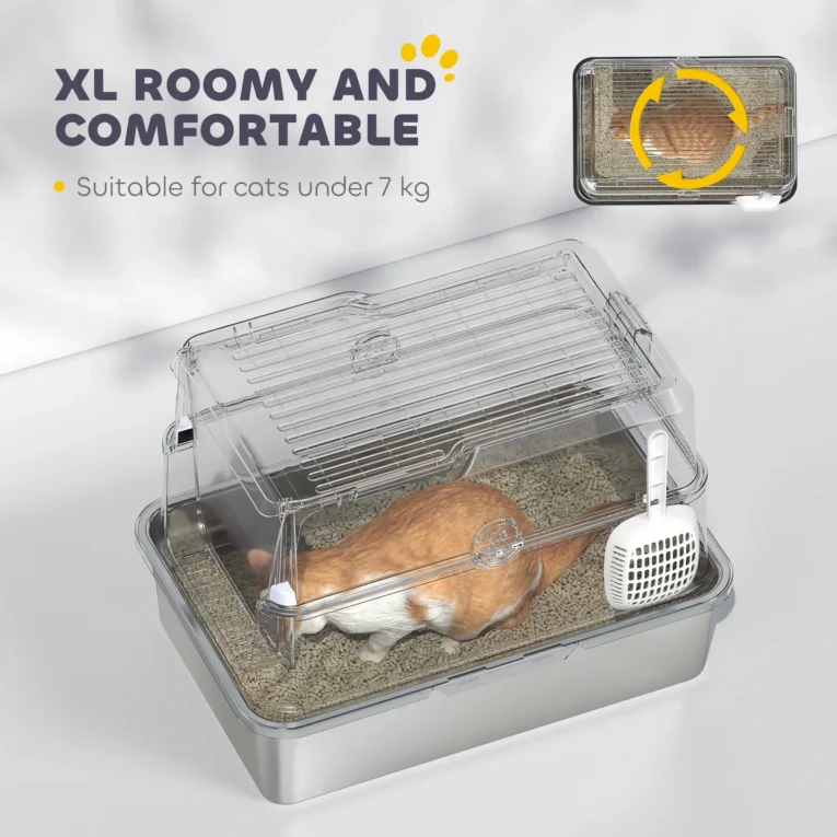 XL Steel Cat Litter Box with Front and Top Access – Light Grey XL Steel Cat Litter Box with Front and Top Access – Light Grey