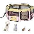 Fabric Pet Playpen Small Dia 90x41cm – Beige and Pink