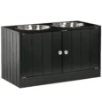 Raised Dog Feeding Cabinet – Black, Two 2L Bowls