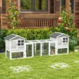 2-in-1 Rabbit Hutch 259x64cm with Run – White, Grey, Black