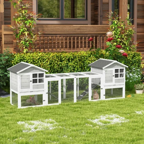 2-in-1 Rabbit Hutch 259x64cm with Run &ndash; White, Grey, Black &ndash; product view 2