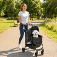 Three-in-One Pet Stroller with Detachable Carrier – Black