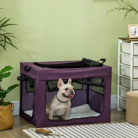Three-Door Fabric Dog Carrier – Purple, 79.5cm