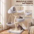 Modern Cat Activity Tree Sisal 115cm Machine-Washable – Light Grey