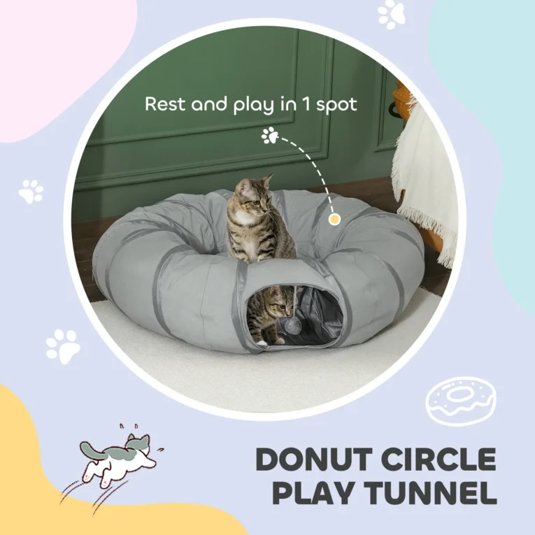 Convertible Cat Tunnel with Central Bed – Grey