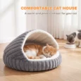 Soft Cat Cave with Washable Cushion – Grey, 50cm