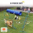 Eight-Piece Dog Agility Set with Tunnel, Weave Poles and Jumps