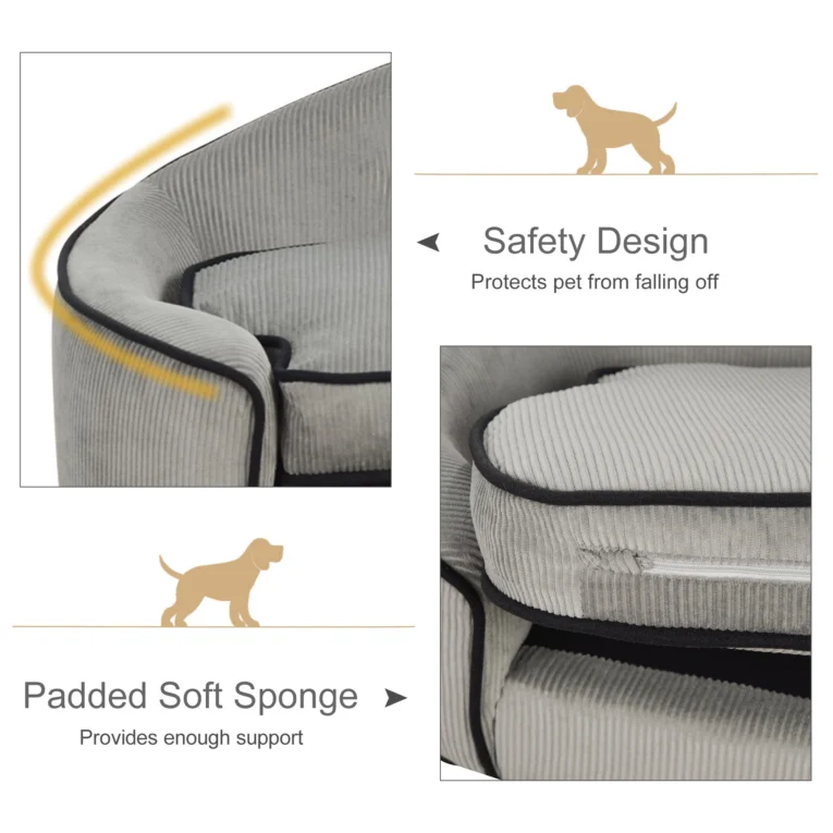 Dog Sofa Wooden Frame 66.5x45x35.5cm – Grey