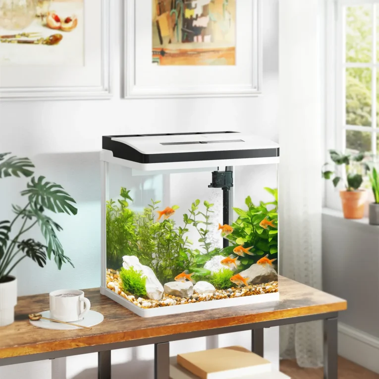28-Litre Glass Aquarium with Filter and LED Lighting – White