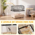 Two-Tier Hamster Cage with Wheels and Deep Bottom – Black