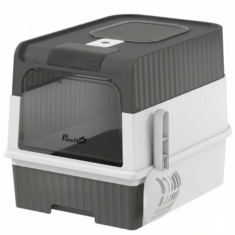 Enclosed Cat Litter Box Pull-Out Drawer – Grey, White, Black