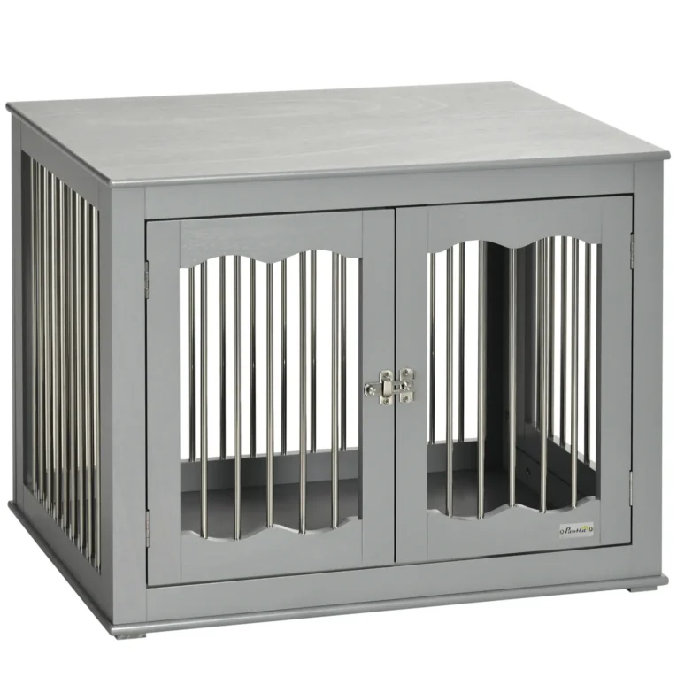 Three-Door Furniture Dog Crate – Grey, 80.5cm