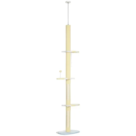 Adjustable Ceiling Cat Tree with Sisal Posts &ndash; Yellow, 220&ndash;260cm