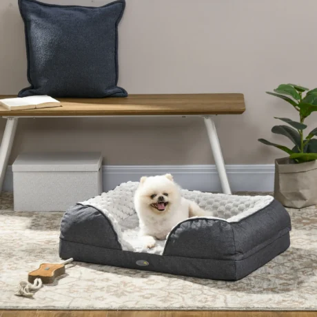 Padded Dog Bed with Washable Cover &ndash; Charcoal Grey, 70cm &ndash; detail 2