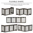 Four-Panel Freestanding Pine Dog Gate with Feet – Brown, 204cm