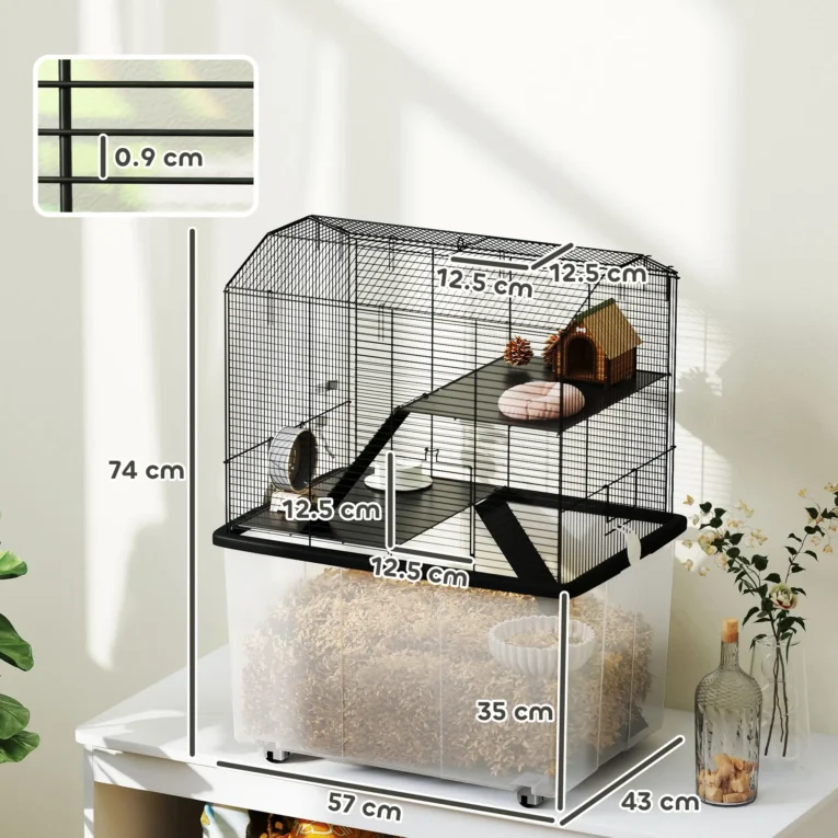 Hamster Cage 74H x 58L x 43Wcm – Black Hamster Cage 74H x 58L x 43Wcm – Black